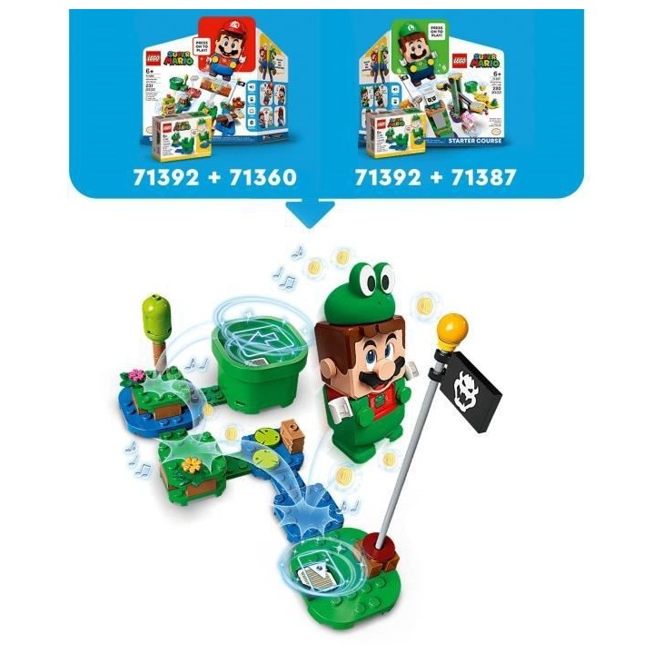 LEGO 71392 Super Mario Pack de Puissance Mario Grenouille, Jouet a Col