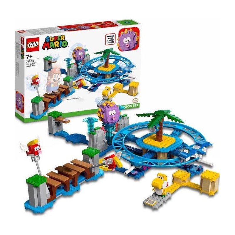 LEGO 71400 Super Mario Set d'Extension La Plage Du Maxi-Oursin, avec Figurines Yoshi, Dauphin, Jouet Enfants +7 Ans