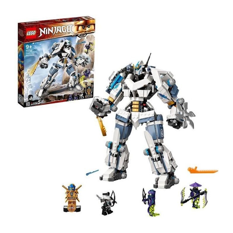 LEGO NINJAGO 71738 Le Robot de Combat Titan de Zane, Jouet de Construction Ninja, Figurines