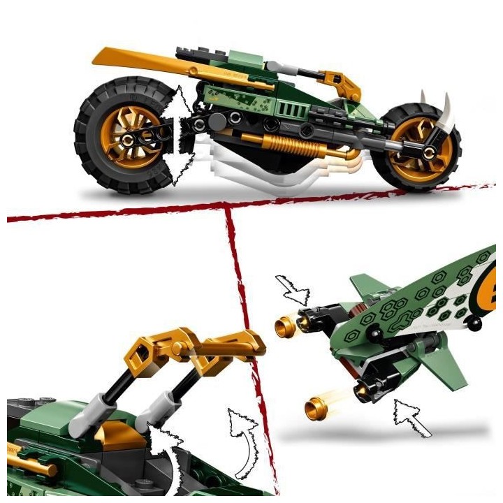 LEGO NINJAGO 71745 La Moto de la Jungle de Lloyd, Jouet avec Véhicule