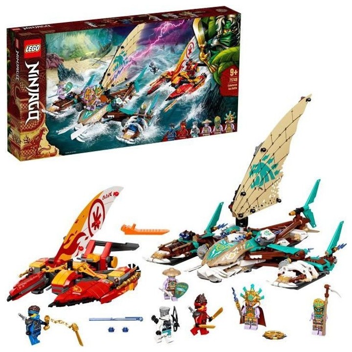 LEGO NINJAGO 71748 La Bataille de Catamarans, Jouet avec 4 Bateaux, et