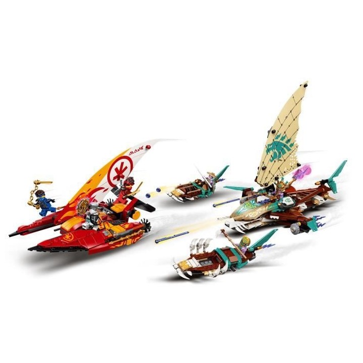 LEGO NINJAGO 71748 La Bataille de Catamarans, Jouet avec 4 Bateaux, et