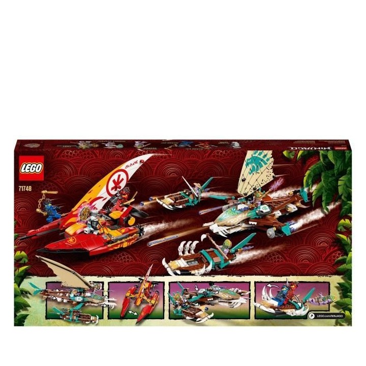 LEGO NINJAGO 71748 La Bataille de Catamarans, Jouet avec 4 Bateaux, et