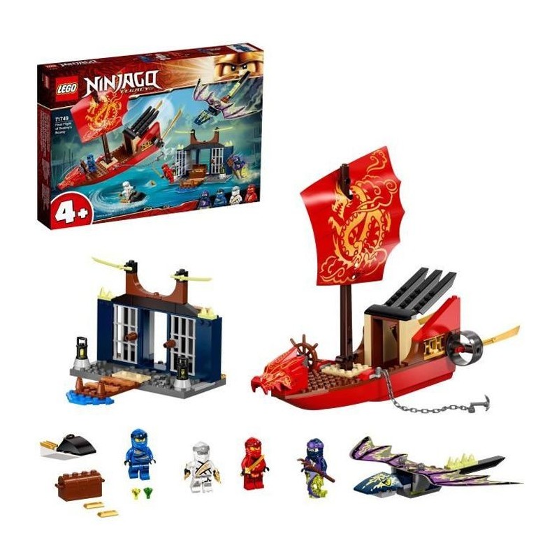 LEGO 71749 NINJAGO L'ultime QG des ninjas et Figurine Dragon, Jouet Bateau pour Enfants de 4 ans et plus