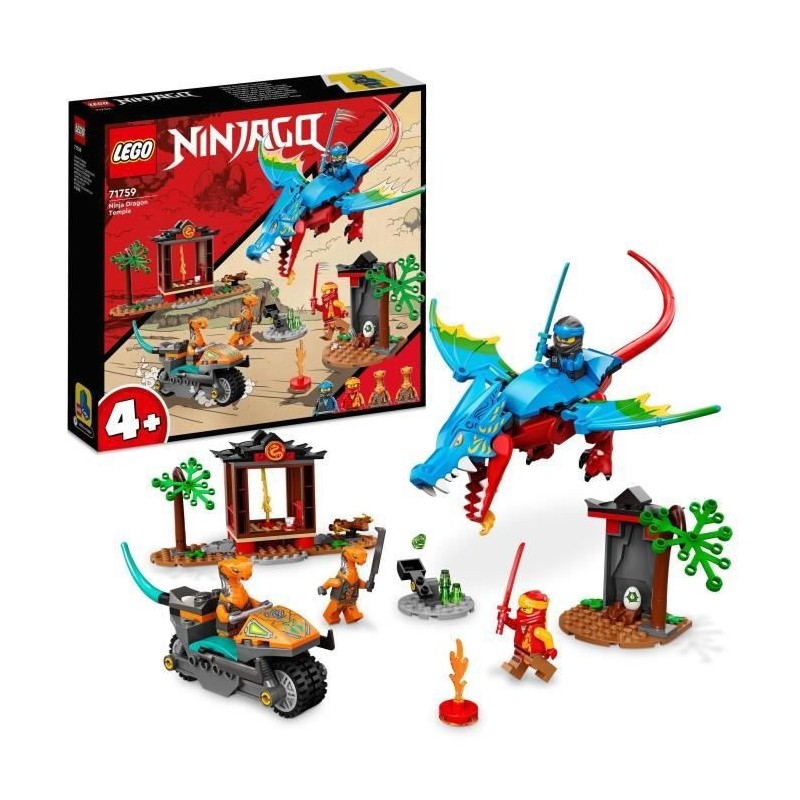 LEGO NINJAGO 71759 Le Temple du Dragon Ninja, Ensemble de Jouet et de Figurine avec Moto