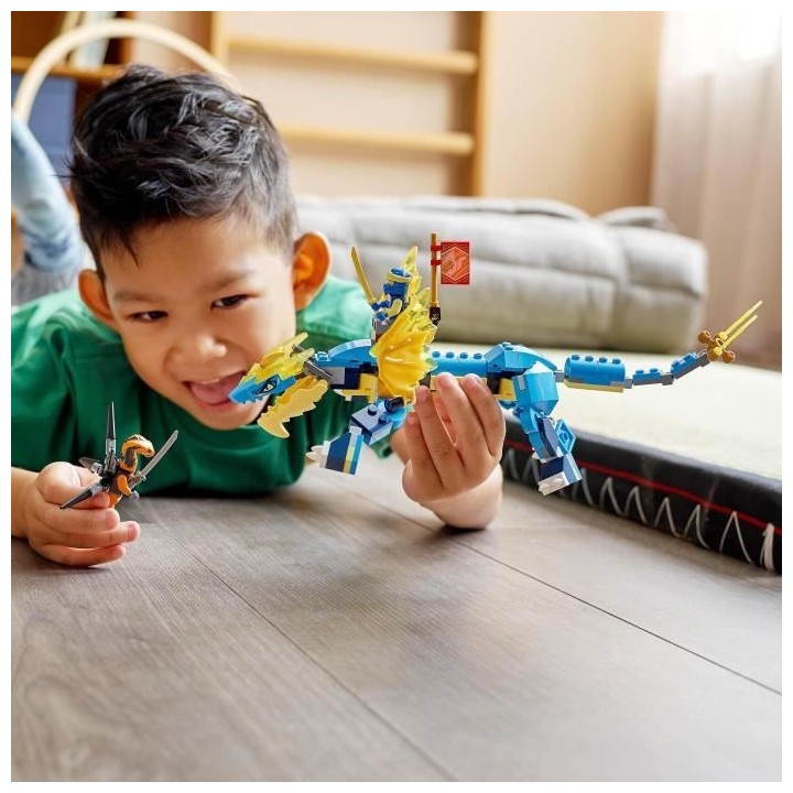LEGO 71760 NINJAGO L'Évolution Dragon Du Tonnerre De Jay, Set avec Fi