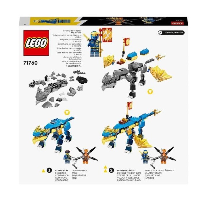 LEGO 71760 NINJAGO L'Évolution Dragon Du Tonnerre De Jay, Set avec Fi