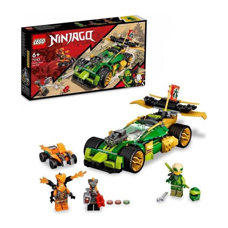 LEGO 71763 NINJAGO L'Évolution Voiture De Course de Lloyd, avec Figurines Quad et Serpents avec banniere a collectionner