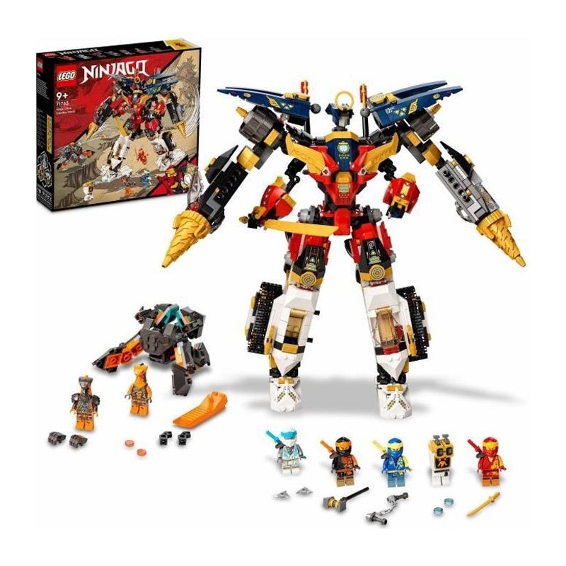 LEGO 71765 NINJAGO Le Robot Ultra Combo Ninja 4 en 1, Voiture, Jet, Tank et 7 Minifiguresavec banniere a collectionner