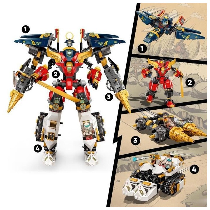 LEGO 71765 NINJAGO Le Robot Ultra Combo Ninja 4 en 1, Voiture, Jet, Ta