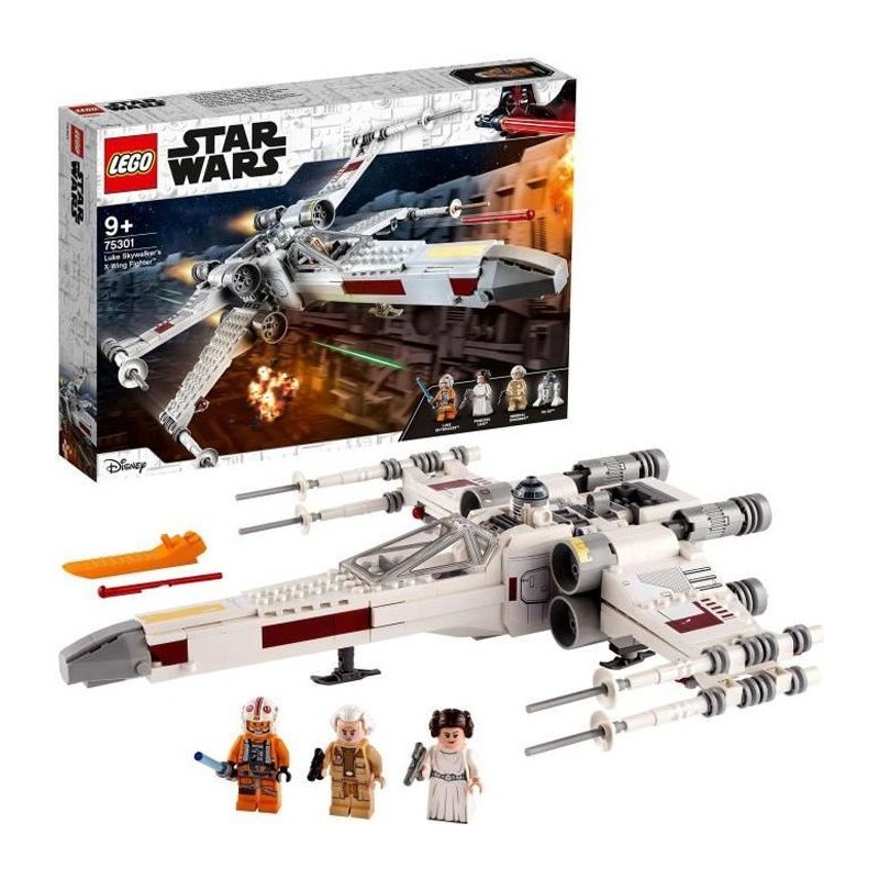 LEGO Star Wars 75301 Le X-Wing Fighter de Luke Skywalker, Jouet Vaisseau Spatial, Figurine Star Wars, Princesse Leia, R2-D2