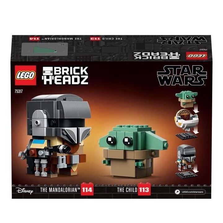 LEGO Star Wars 75317 Le Mandalorien et l'Enfant, Jouet de Construction