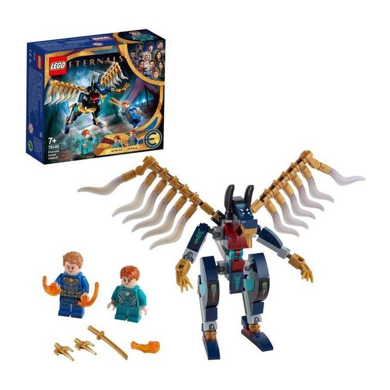 LEGO 76145 Marvel L'Attaque Aérienne des Éternels, Jouet de Construction pour Enfants de 7 Ans avec Figurines Déviants