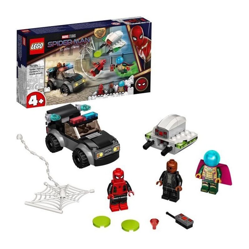 LEGO 76184 Marvel L'Attaque du Drone : Spider-Man contre Mystério, Jeu de Construction, Voiture Jouet pour Enfant des 4 ans