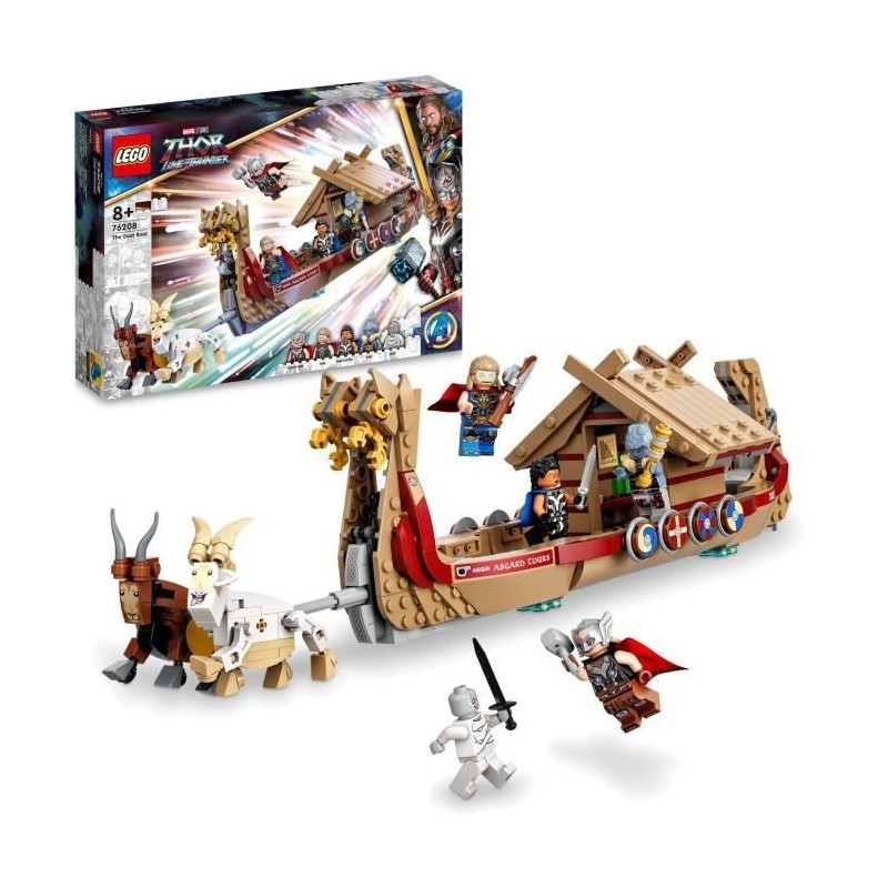 LEGO 76208 Marvel Le Drakkar de Thor, Jouet a Construire de Bateau avec Minifigurines Avengers et Stormbreaker, des 8 ans