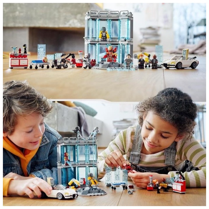 LEGO Marvel 76216 L'Armurerie d'Iron Man, Jouet a Construire, Minifigu