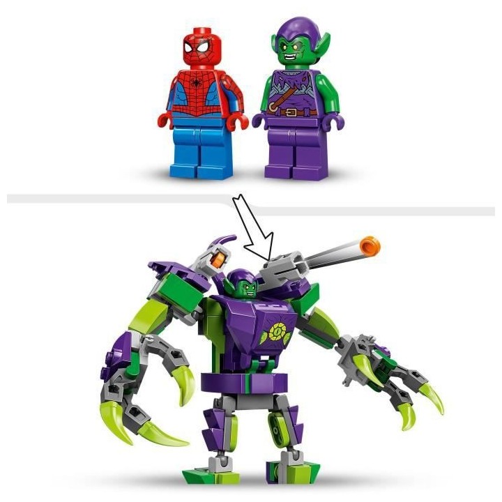 LEGO Marvel 76219 Spider-Man et le Bouffon Vert, Le Combat des Robots,