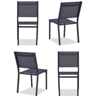 Lot de 4 chaises de jardin en aluminium assise textilene - 48 x 56 x 8