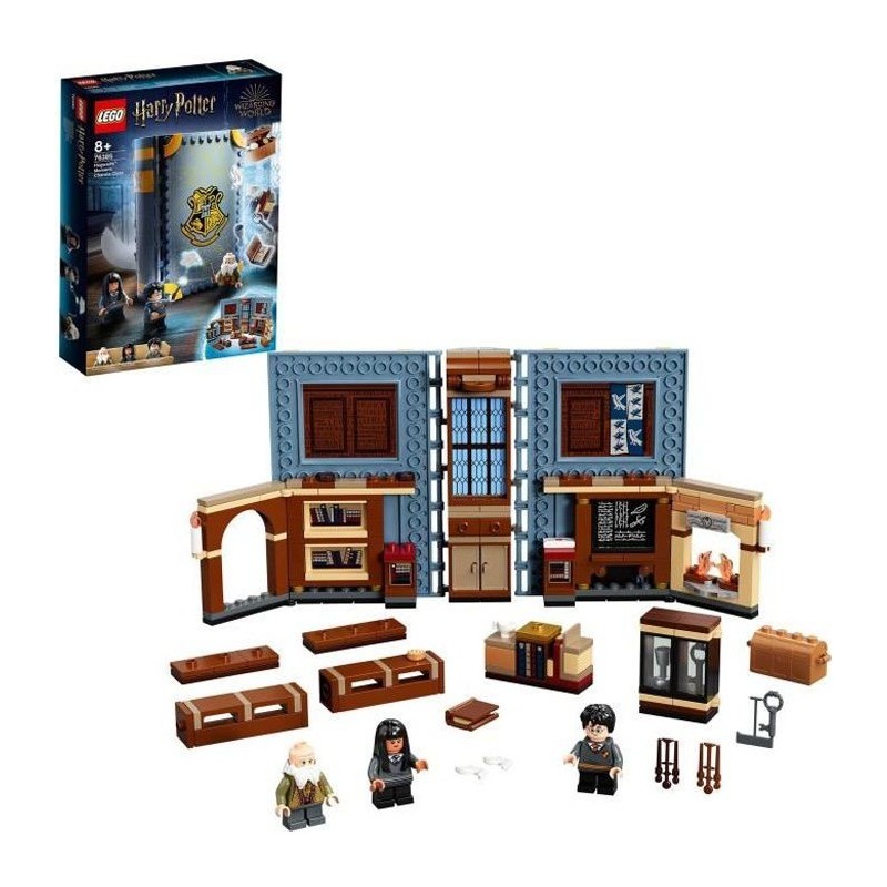 LEGO Harry Potter™76385 Poudlard : Le cours de sortileges, livre incluant les figurines de Harry Potter™ et du professeur Fl