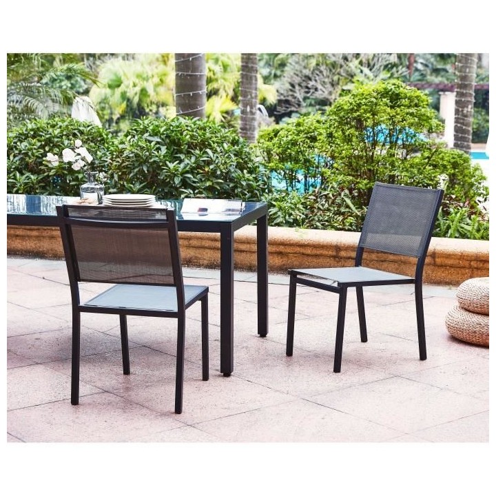 Lot de 4 chaises de jardin en aluminium assise textilene - 48 x 56 x 8