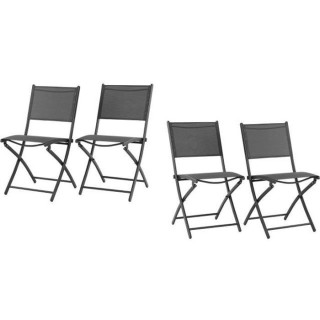 Lot de 4 chaises de jardin pliantes en aluminium assise textilene - 46