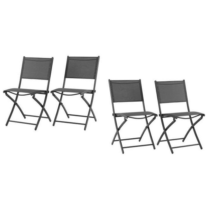 Lot de 4 chaises de jardin pliantes en aluminium assise textilene - 46