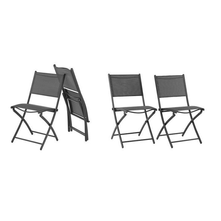 Lot de 4 chaises de jardin pliantes en aluminium assise textilene - 46