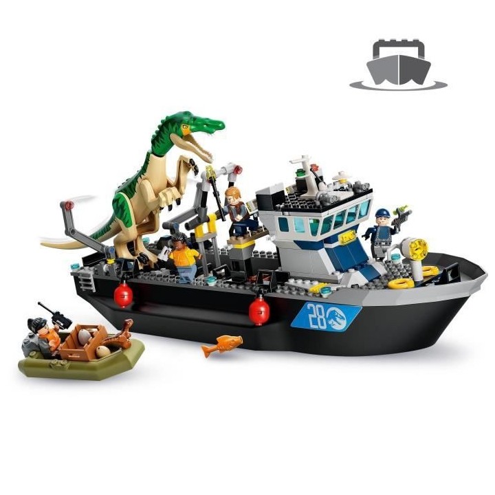 LEGO 76942 Jurassic World L'Évasion en bateau du Baryonyx, Dinosaure