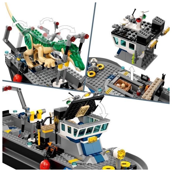 LEGO 76942 Jurassic World L'Évasion en bateau du Baryonyx, Dinosaure