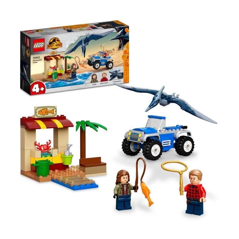 LEGO 76943 Jurassic World La Course-Poursuite du Ptéranodon, Dinosaures, Avec Voiture des 4 Ans