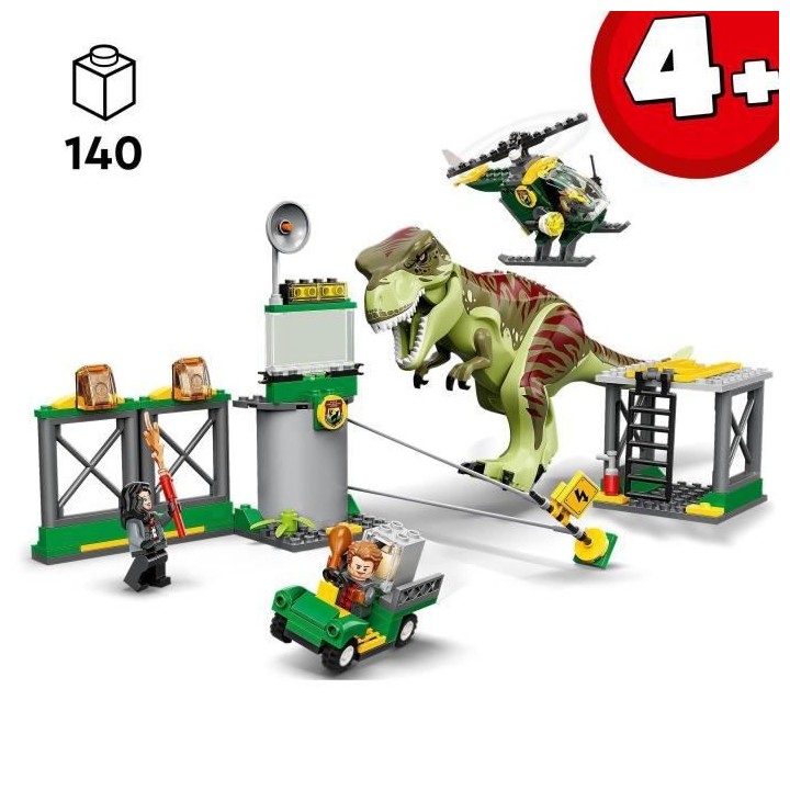 LEGO 76944 Jurassic World L'Évasion du T. Rex, Dinosaures, Avec Voitu