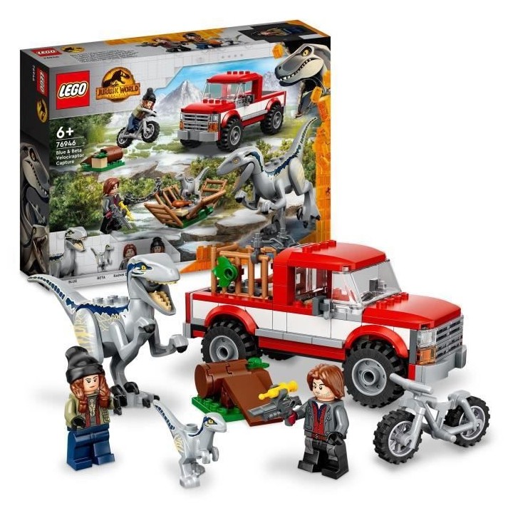 LEGO 76946 Jurassic World La Capture des Vélociraptors Beta et Blue,