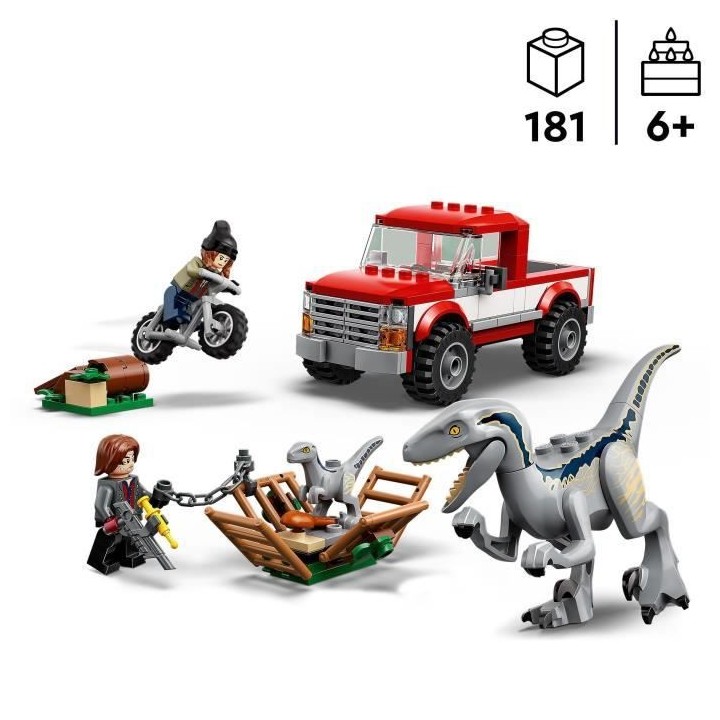 LEGO 76946 Jurassic World La Capture des Vélociraptors Beta et Blue,