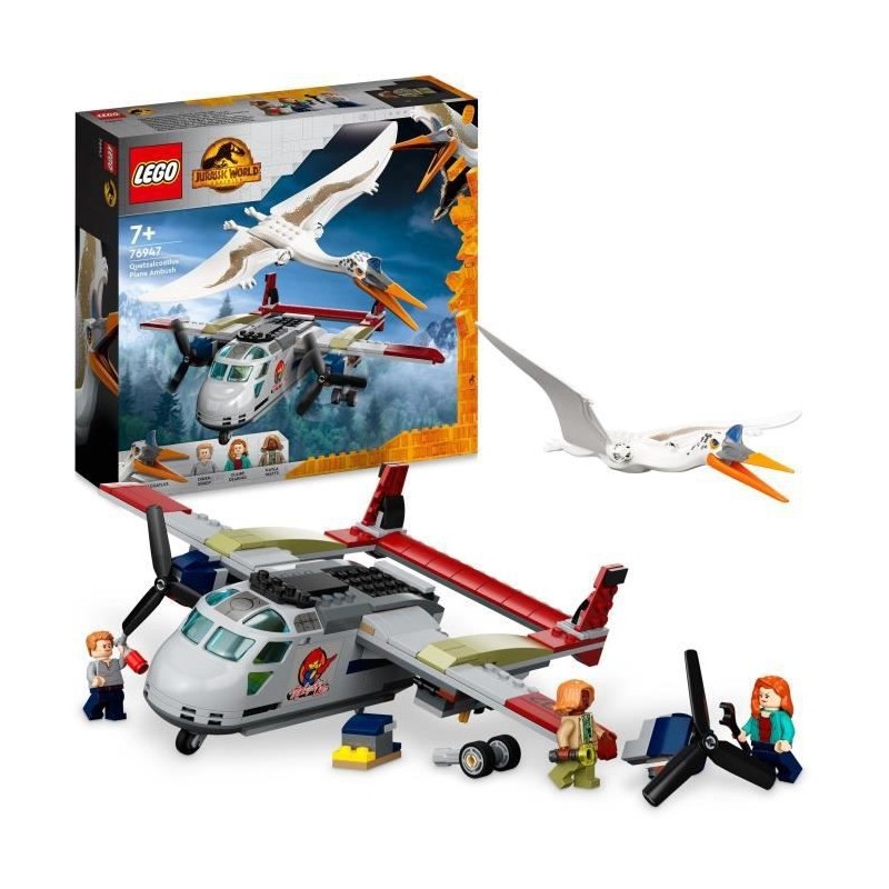 LEGO 76947 Jurassic World L'Embuscade en Avion du Quetzalcoatlus, Avion avec Figurines de Dinosaures, des 7 Ans