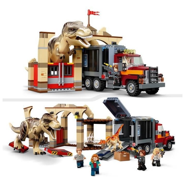 LEGO 76948 Jurassic World L'Évasion du T. Rex et de l'Atrociraptor, D