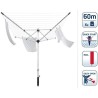 Leifheit 85282 Séchoir jardin parapluie LinoLift 600 QuickStart, 60 m, housse de protection, hauteur ajustable