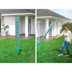 Leifheit 85285 Séchoir jardin parapluie Linomatic 400 Easy - 40 metres avec syteme Easy-Lift, rétractation automatique des fil