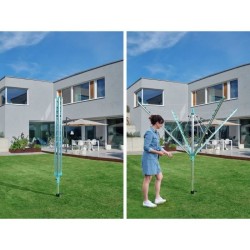 LEIFHEIT Séchoir parapluie Linomatic 500 Easy 85286 Leifheit étendoir jardin 50 metres syteme Easy-Lift rétractation automati