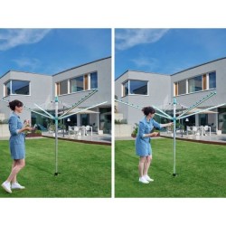 LEIFHEIT Séchoir parapluie Linomatic 500 Easy 85286 Leifheit étendoir jardin 50 metres syteme Easy-Lift rétractation automati