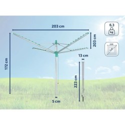 LEIFHEIT Séchoir parapluie Linomatic 500 Easy 85286 Leifheit étendoir jardin 50 metres syteme Easy-Lift rétractation automati