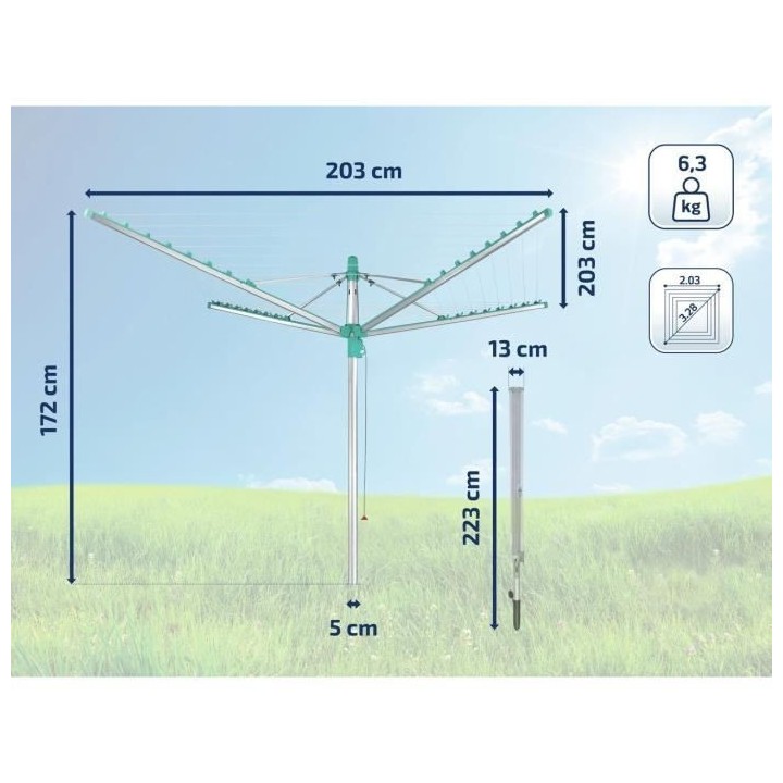 LEIFHEIT Séchoir parapluie Linomatic 500 Easy 85286 Leifheit étendoi