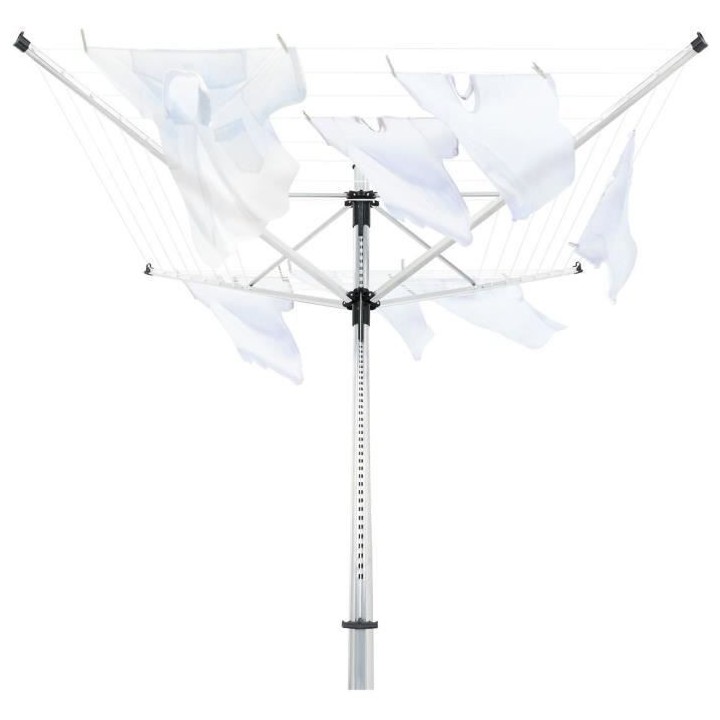 Leifheit 85355 - Séchoir parapluie LinoPush 400 - Etendoir extérieur