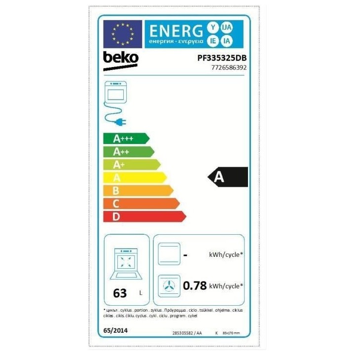 Piano de cuisson électrique BEKO - 6 gaz + 1 wok - 100 cm - PF335325D