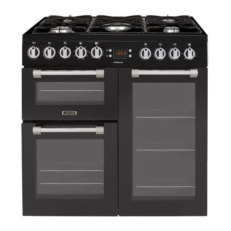 LEISURE CK90F320KG-Piano de cuisson table gaz-5 foyers-5,5kWh-triple cavité-2 fours+1 grill-60L+79L-A-Noir