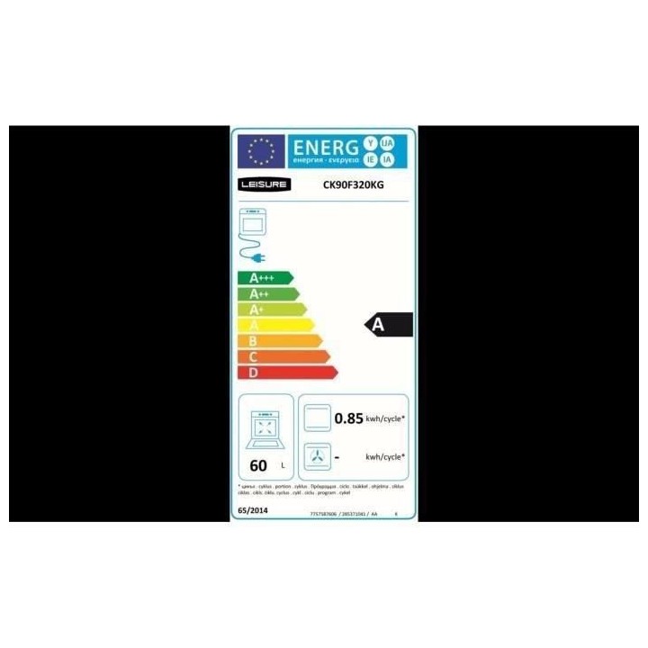 LEISURE CK90F320KG-Piano de cuisson table gaz-5 foyers-5,5kWh-triple c