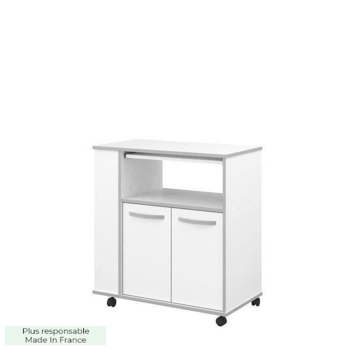 EKIPA Desserte de cuisine L 76 cm - Blanc mat - READY