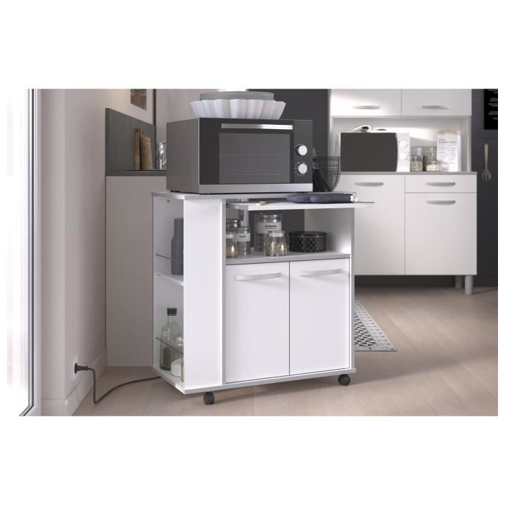 EKIPA Desserte de cuisine L 76 cm - Blanc mat - READY