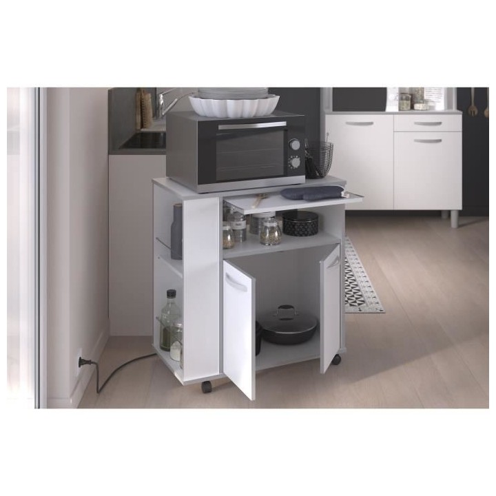 EKIPA Desserte de cuisine L 76 cm - Blanc mat - READY