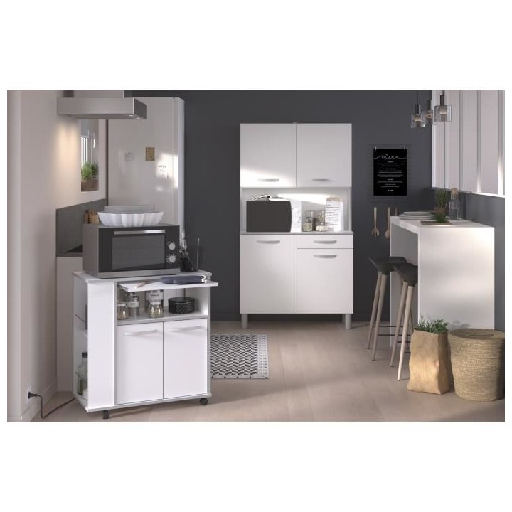 EKIPA Desserte de cuisine L 76 cm - Blanc mat - READY