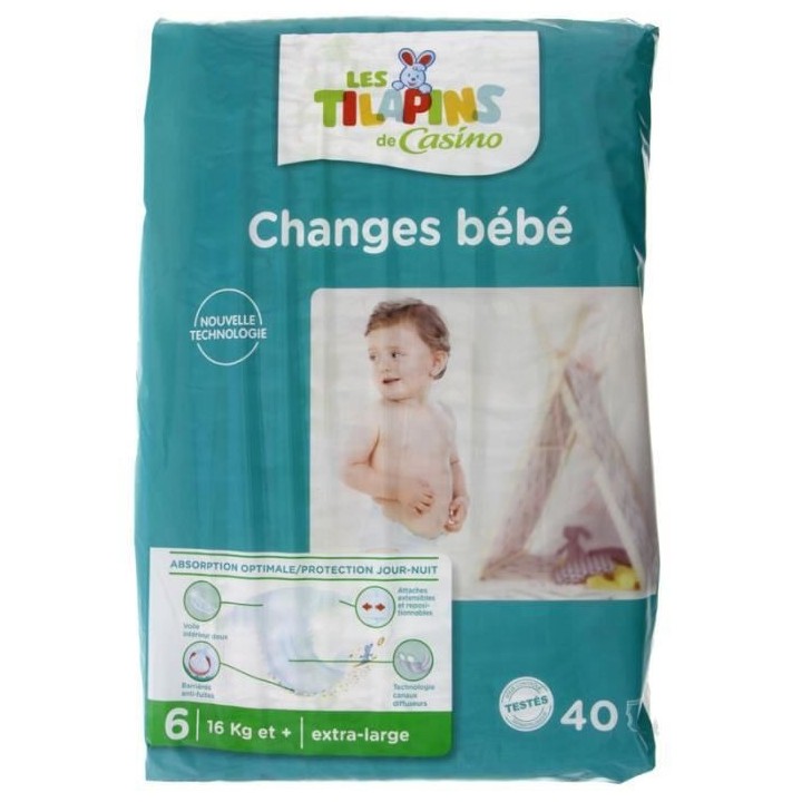 LES TILAPINS Couches Taille 6 - 40 couches